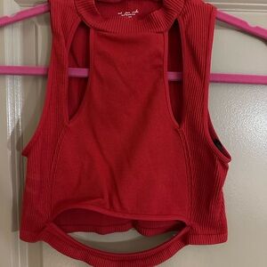 Urban Outfitters Red Ribbed Crop Top